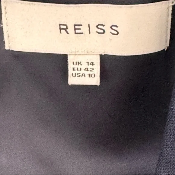 REISS Tailored V-Neck Faulkner Dress Navy Blue Size 10 - Picture 3 of 9